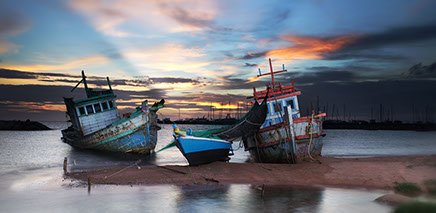 Thailand Fishing Boats in a sunset 