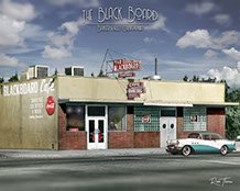 The Black Board Bar Bakersfield, Ca. Photo restored and color added