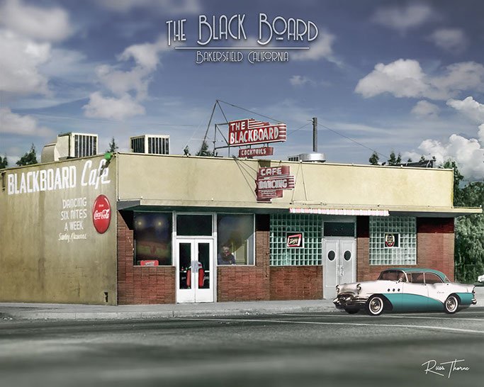 The Black Board Bar Bakersfield, Ca. Photo restored and color added