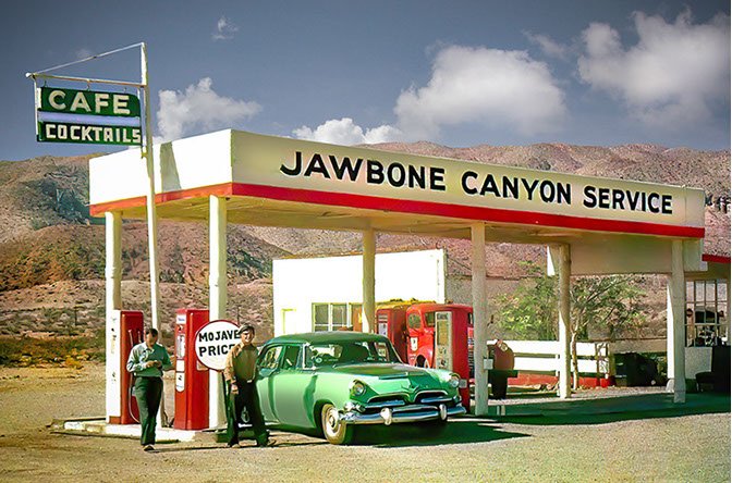 Jawbome Canyon Service station near Mojave, California