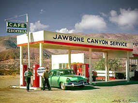 Jawbome Canyon Service station near Mojave, California